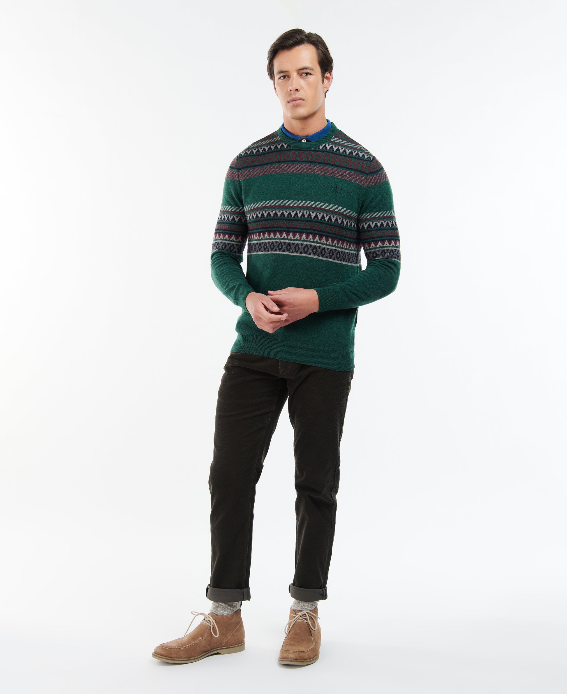 Barbour - Winterborne Fairisle Crew Neck - Colour: Forest