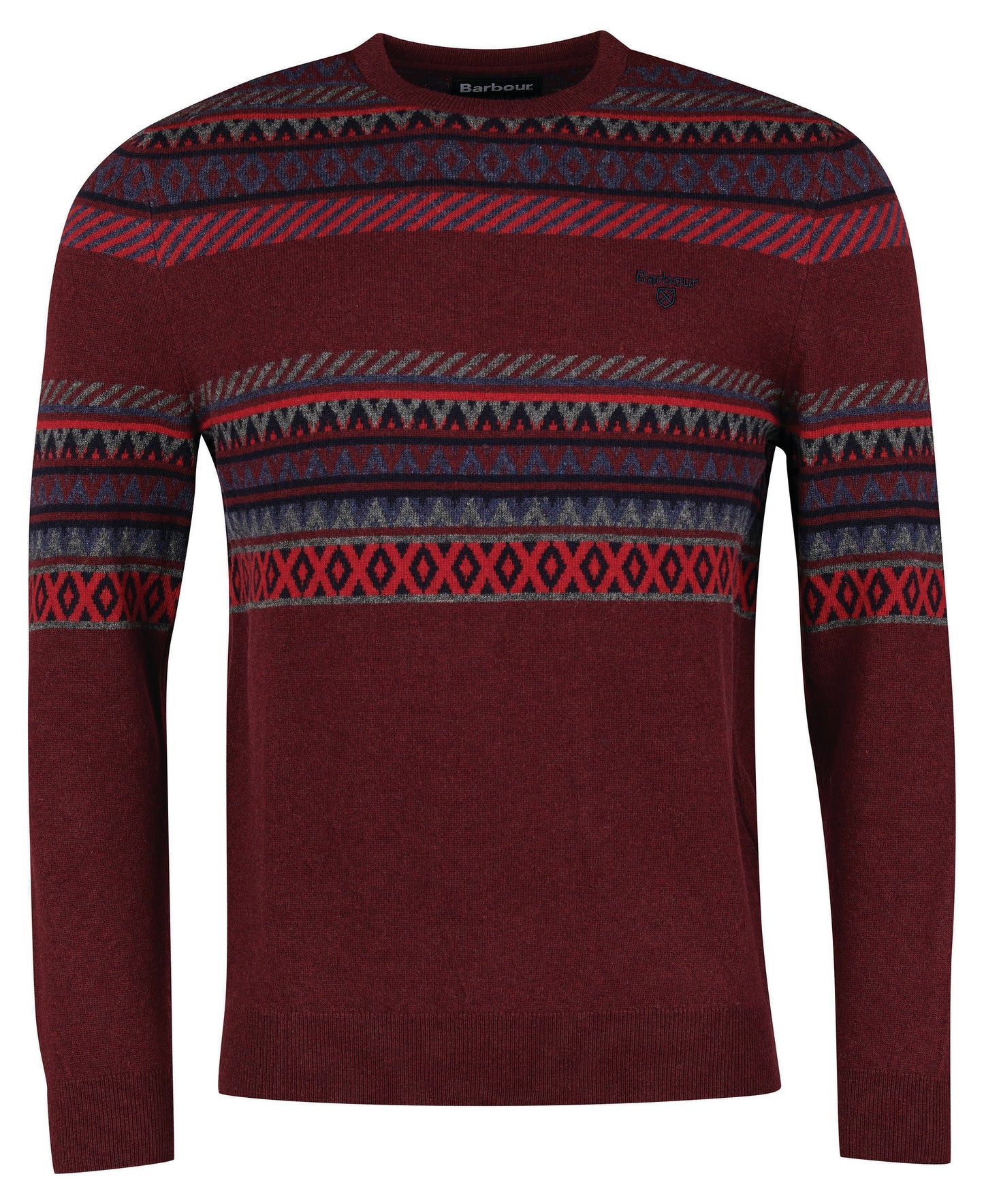 Barbour - Winterborne Fairisle Crew Neck - Colour: Ruby