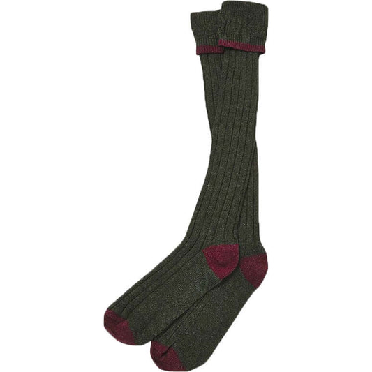 Barbour - Shooting Socks - Colour: Olive/Cranberry