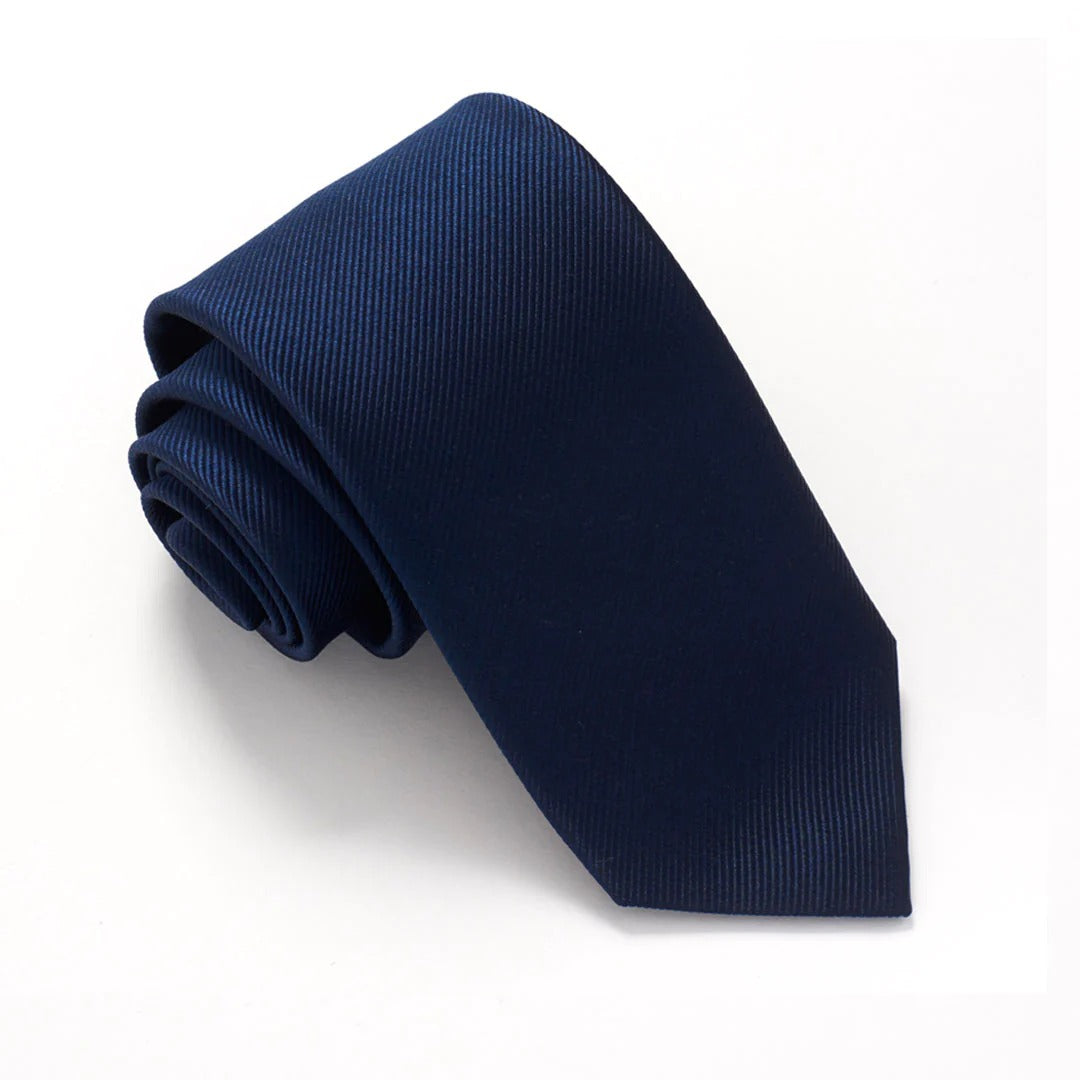 Van Buck - Plain Ribbed Silk Tie - Colour: Navy