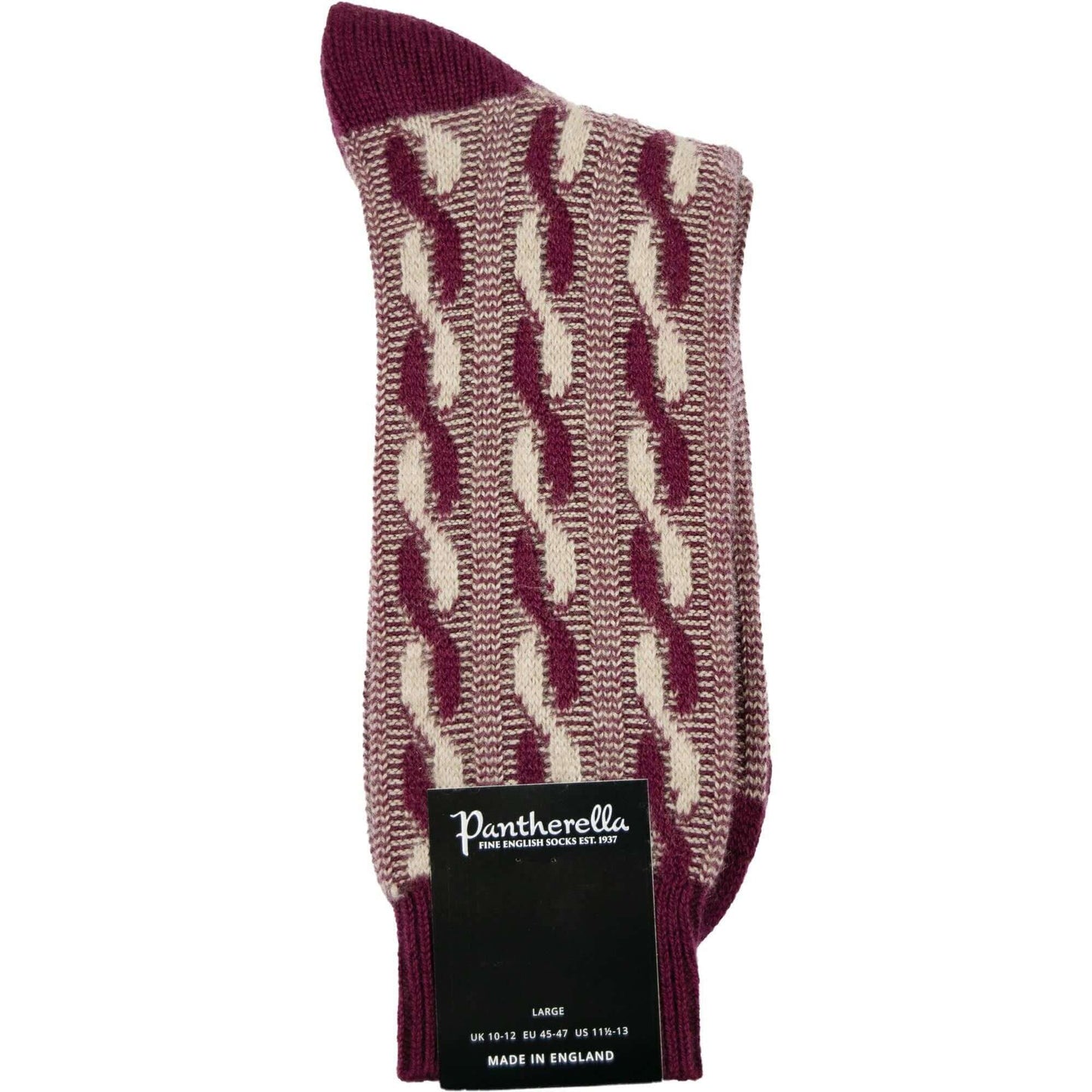 Pantherella - Luxury Cabled Cashmere Socks - Colour: Port