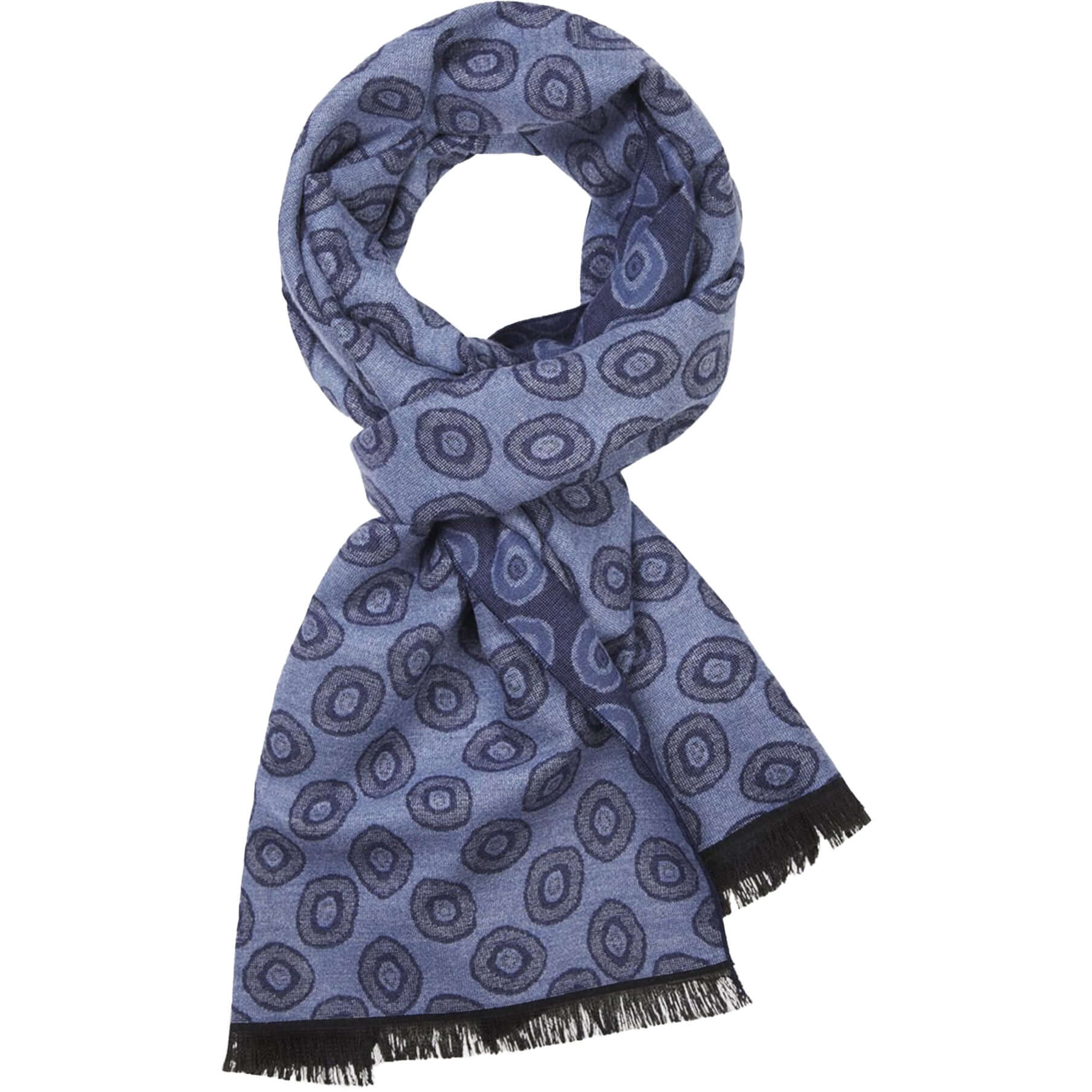 Micro - Fashion Woven Circle Print Scarf - Colour: Blue