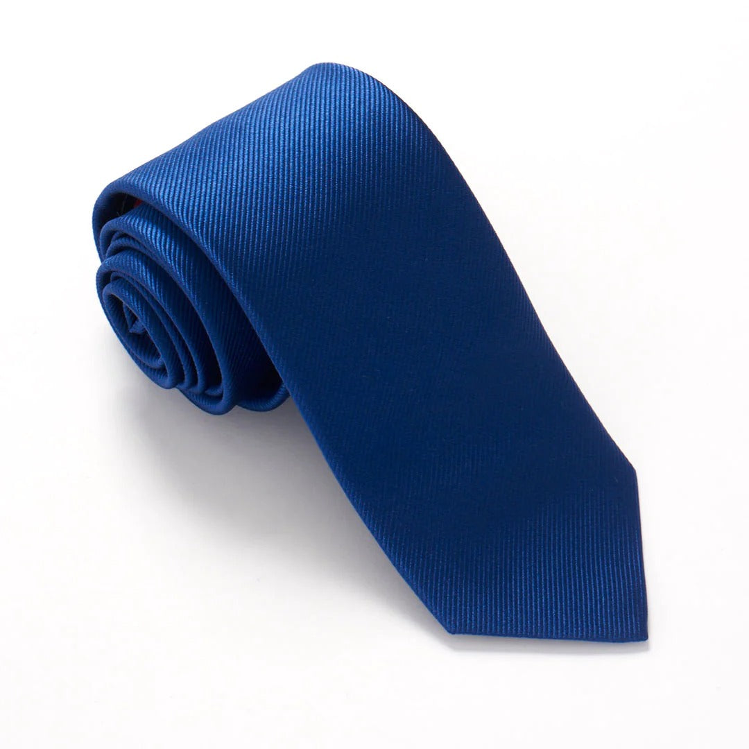 Van Buck - Plain Ribbed Silk Tie - Colour: French Blue