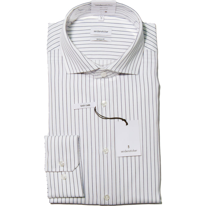 Seidensticker | Stripe Shirt - White/Royal | Collar Size: 15", 16", 17", 17 1/2", 18"
