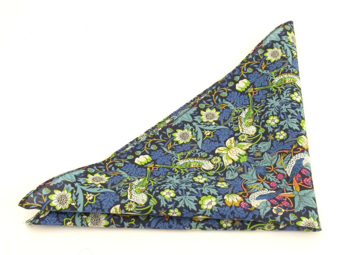 Van Buck - Pocket Square Made of Liberty Fabric - Colour: Strawberry Thief Teal