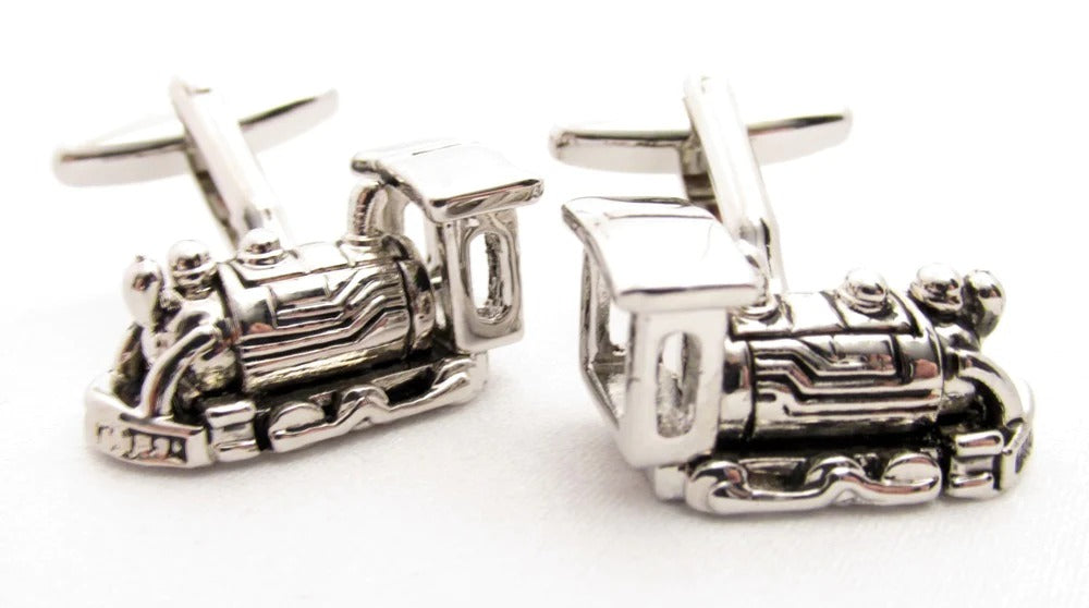 Van Buck train metal cufflinks – front view