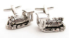 Van Buck train metal cufflinks – front view