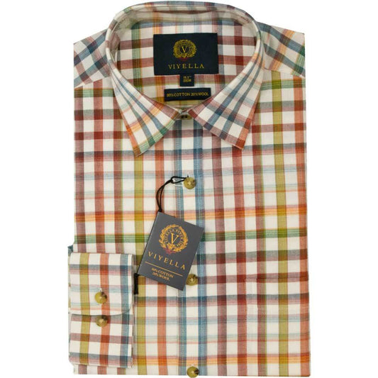 Viyella - Tattersall Shirt | 80% Cotton 20% Wool - size: 15 1/2"