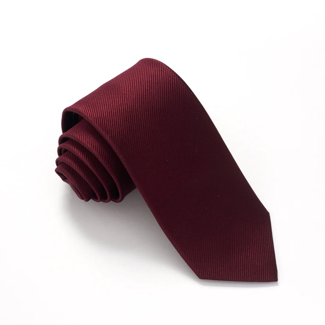Van Buck - Plain Ribbed Silk Tie - Colour: Wine