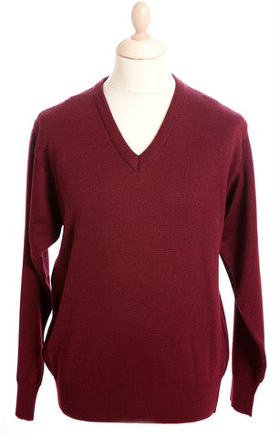 Franco Ponti - Merino Blend V Neck Pullover - Colour: Wine