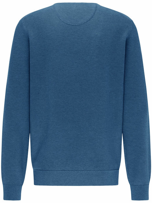 Fynch Hatton | V Neck Pullover | Cotton | Azure | Size: Medium, Large, Extra Large, 2XL, 3XL