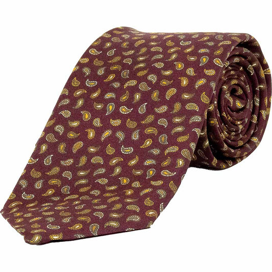 Livingston - Miniature Paisley Silk Tie - Colour: Claret