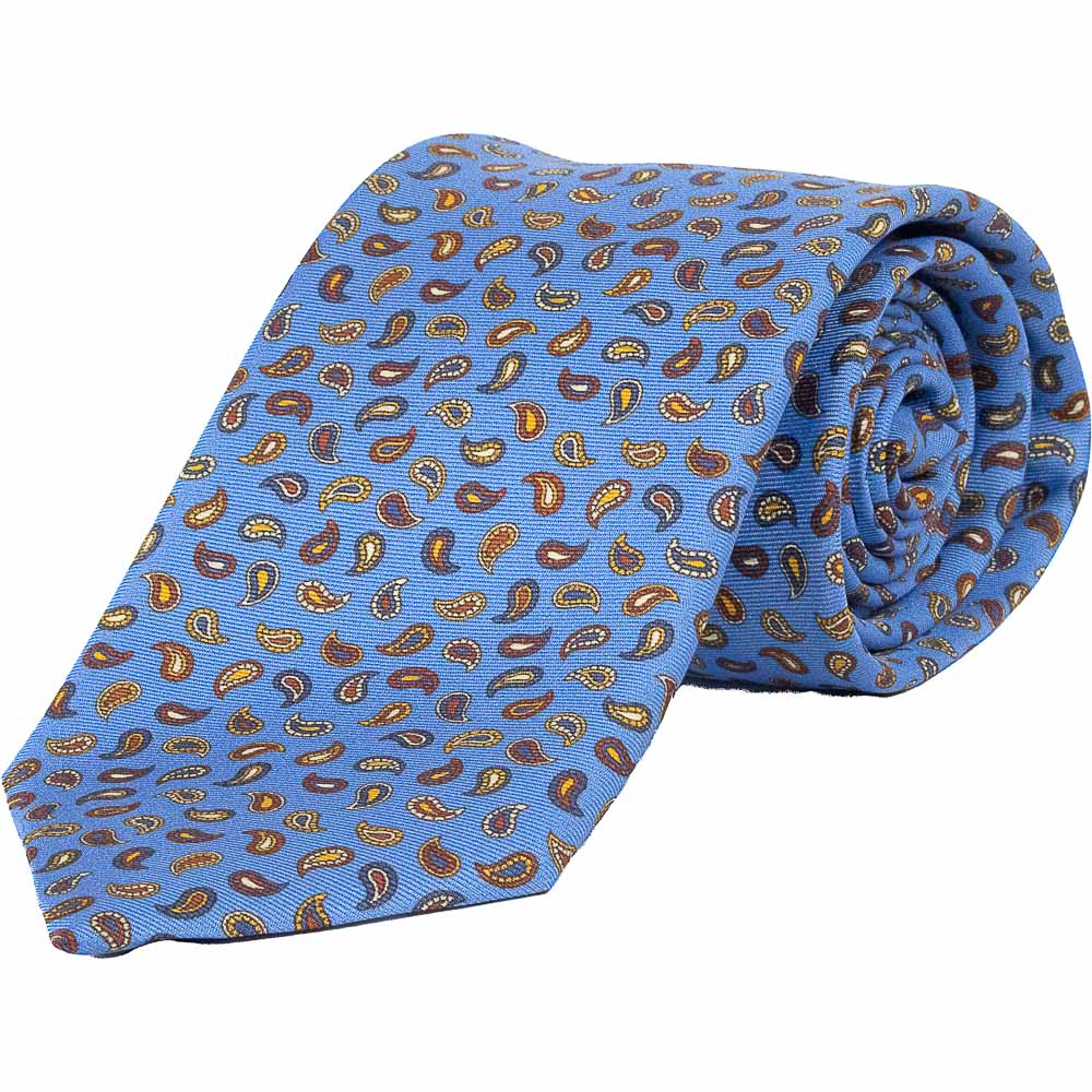 Livingston - Miniature Paisley Silk Tie - Colour: Sky