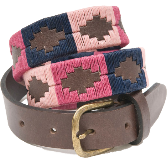 Pioneros - Polo Belt | 3 Colour - Colour: Berry with Navy and Pink