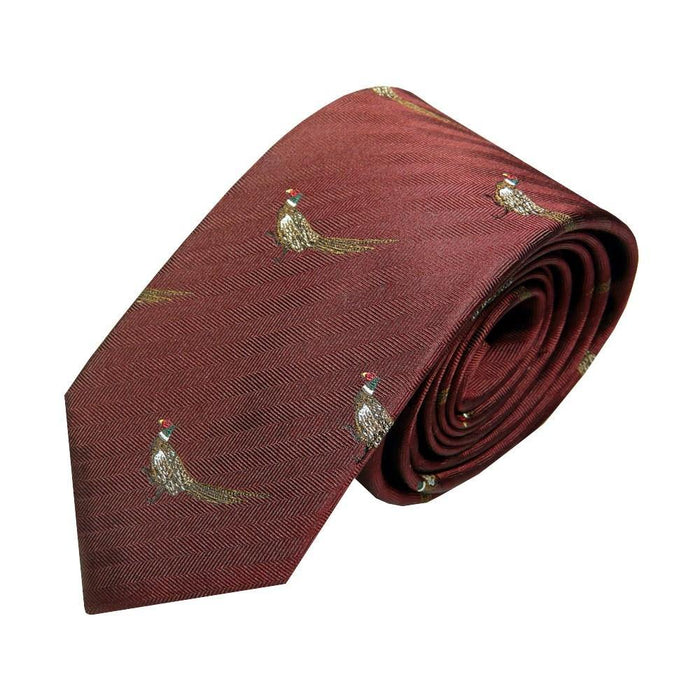 Van Buck | Silk Sporting Tie - Claret Pheasant |