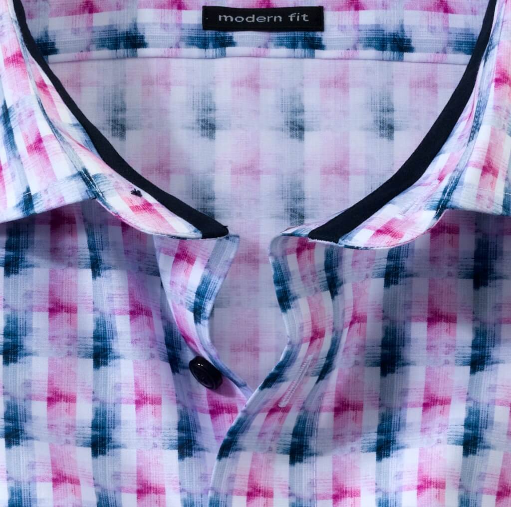 OLYMP Luxor Modern Fit short-sleeve shirt in Fuchsia Check – product view
