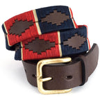 Pioneros - Polo Belt | 3 Colour | Stripe - Colour: Red and Navy with Cream Stripe