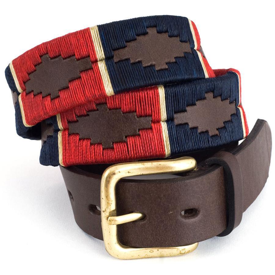 Pioneros - Polo Belt | 3 Colour | Stripe - Colour: Red and Navy with Cream Stripe