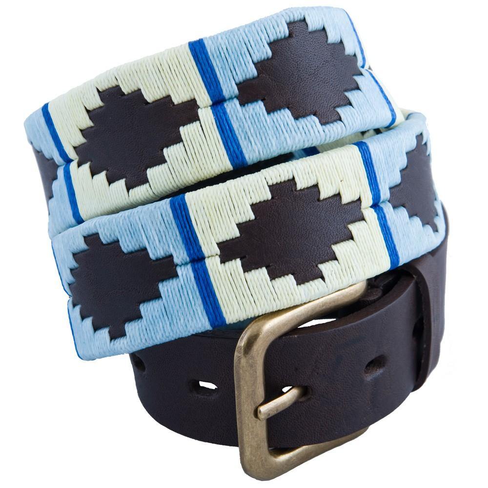 Pioneros - Polo Belt | 3 Colour | Stripe - Colour: Sky Blue and White with Blue Stripe