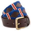 Pioneros - Polo Belt | 3 Colour | Double Stripe - Colour: Royal Blue with Beige and Red Stripes