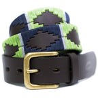 Pioneros - Polo Belt | 3 Colour | Stripe - Colour: Lime and Navy with Grey Stripe