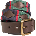 Pioneros - Polo Belt | 3 Colour | Stripe - Colour: Navy and Green with Red Stripe
