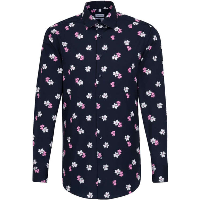 Seidensticker | Floral Shirt - Navy Print | Collar Size: 16 1/2", 17", 17 1/2", 18 1/2"