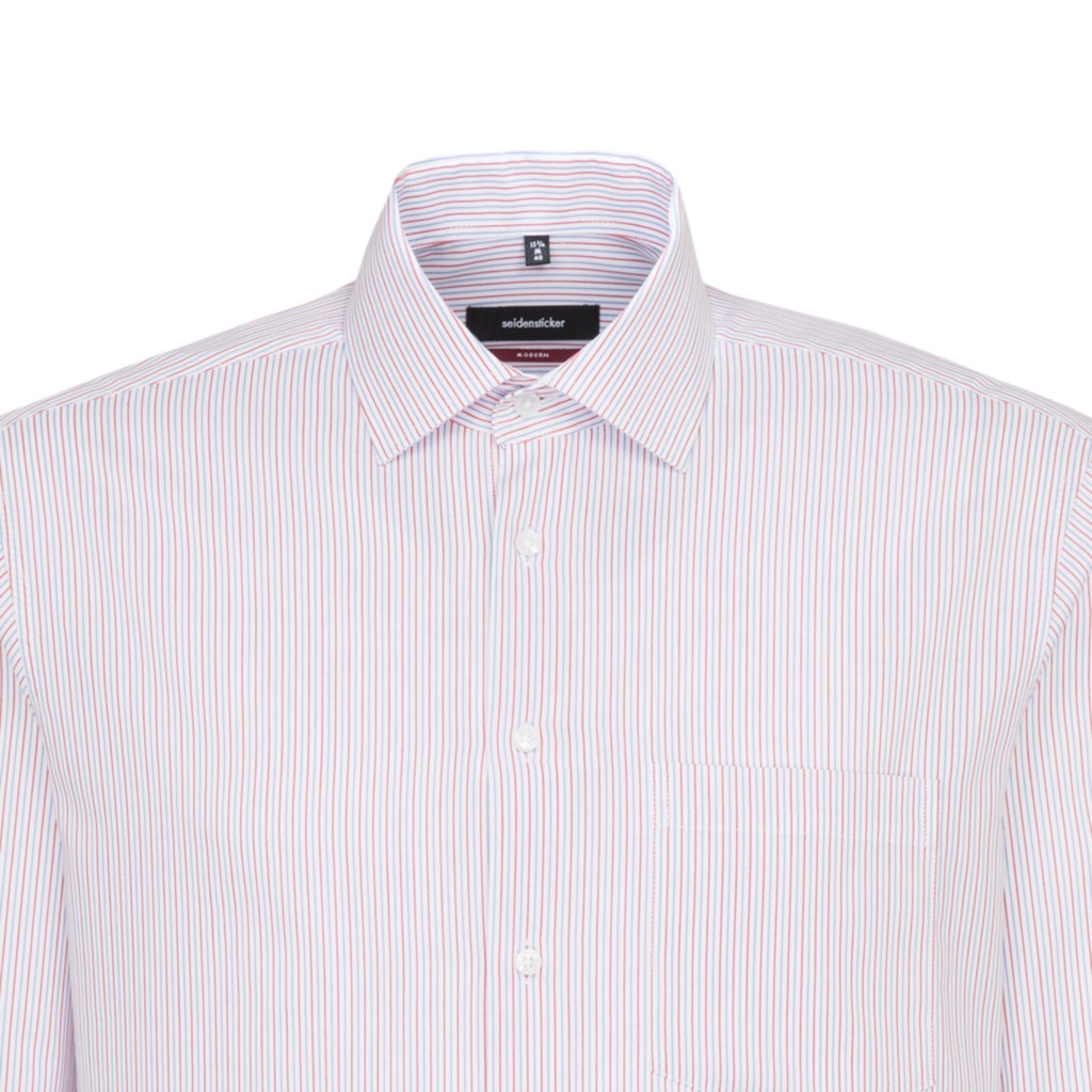 Seidensticker - Pinstripe Shirt - Colour: White/Pink/Grey