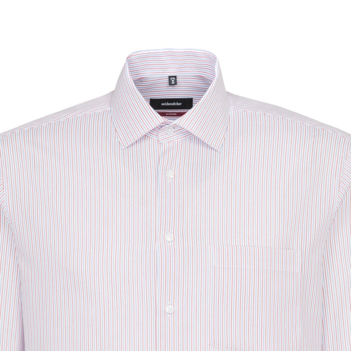 Seidensticker | Pinstripe Shirt - White/Pink/Grey | Collar Size: 15", 16", 16 1/2", 17", 18"