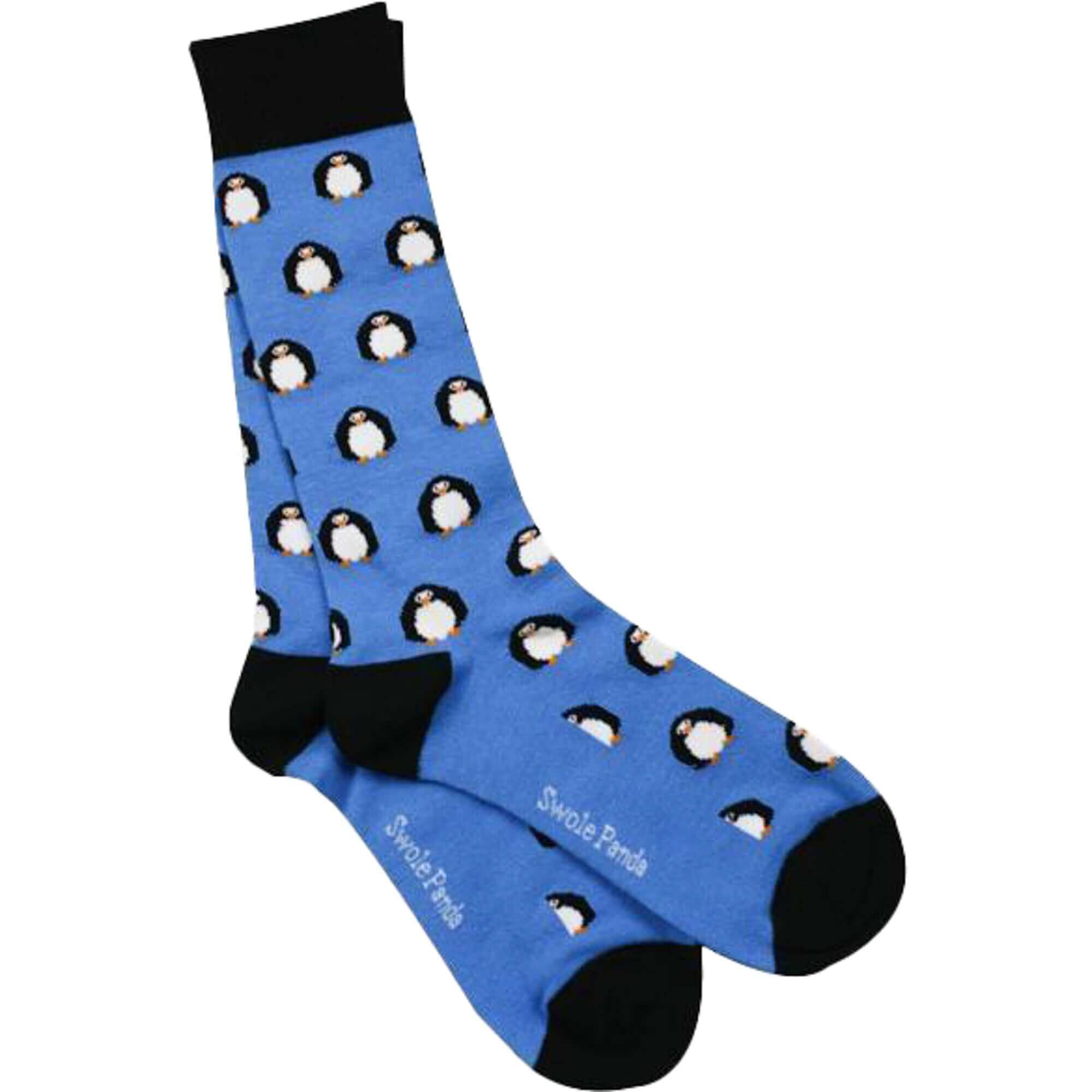 Swole Panda - Premium Eco-Friendly Bamboo Socks - Colour: Penguins Blue