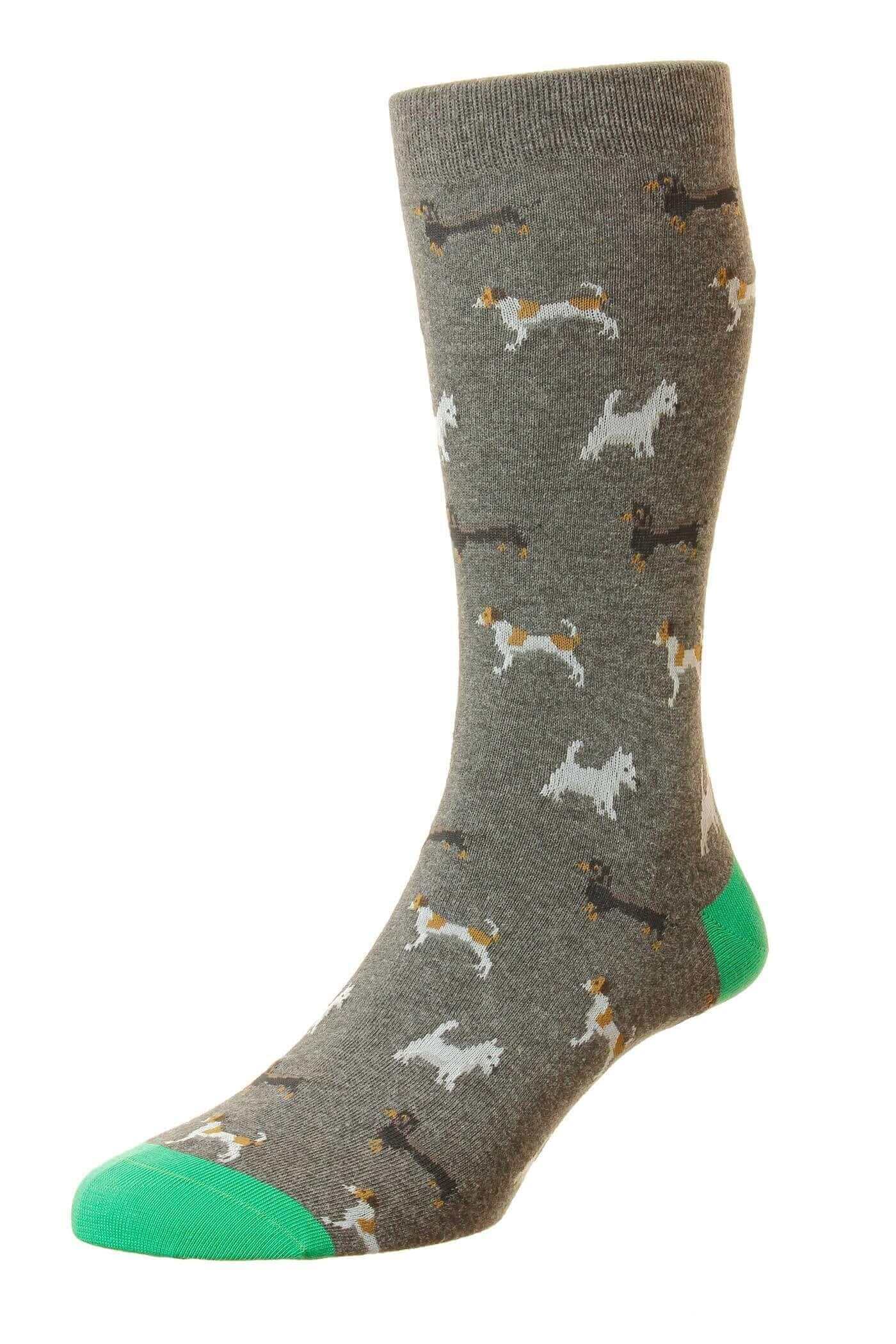 Scott-Nichol - Doyle Dog Socks - Colour: Grey Dogs